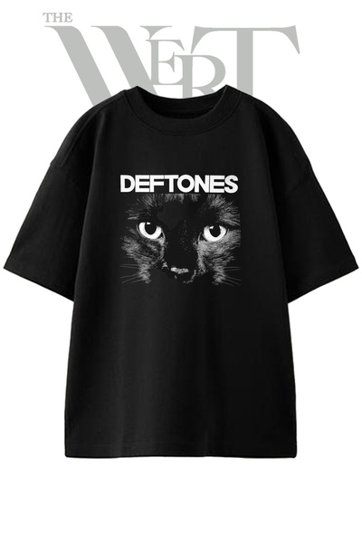 THEWERT تي شيرت Deftones Cat Design مطبوع باللون الأسود للجنسين