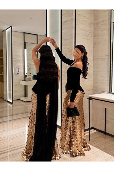 FASHION فستان سهرة فخم بكورسيه أنيق وتنورة حراشف براقة بقصة تحلي الخصر وتمنحك...