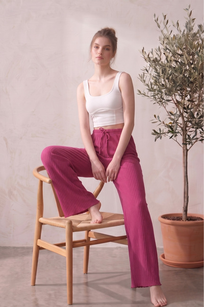 Farya Home High Waist Wide Leg Striped Camisole Summer Pajama Bottoms