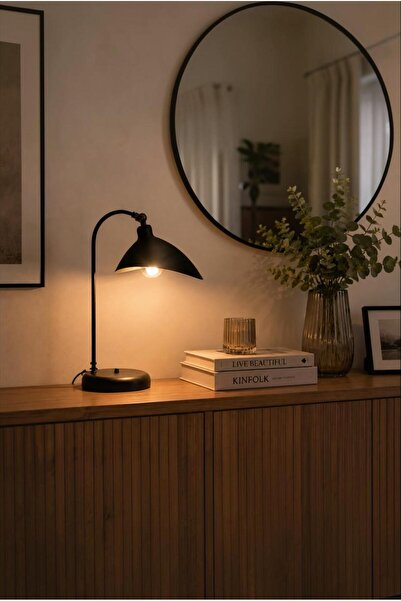 Elizim Home Lighting مصباح طاولة معدني أسود من Nordic Arc – مصباح طاولة معدني...