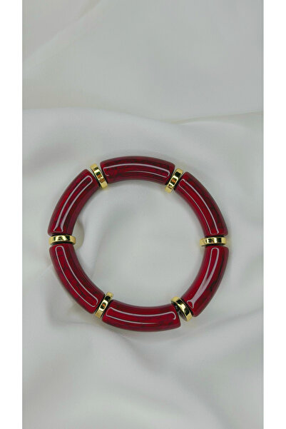 Goldensisters Jewelry Bordo gold detaylı esnek bileklik