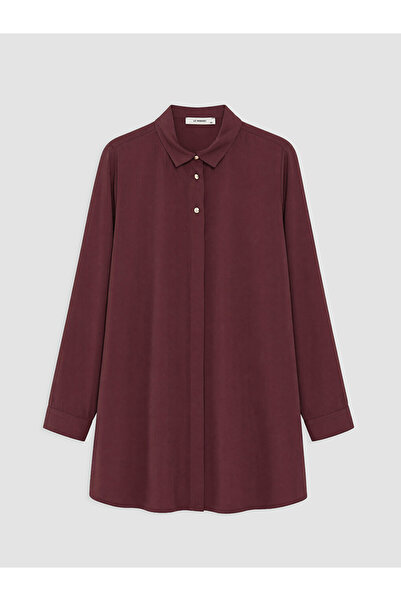 LC Waikiki Burgundy Plus Size Modal Blend Shirt Tunic