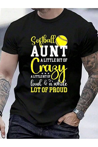 9TAY تي شيرت 100% قطن مطبوع عليه "Proud Of A Softball Player Aunt" للرجال وال...