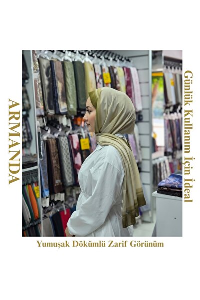 Armanda Tensel Kumaş Vual Şal Çerçeve Desenli İkı renkli