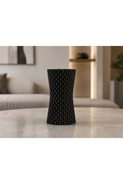 OEM Vaza Obsidian negru mat, 20 cm – Design fatetat, ideala pentru flori arti...