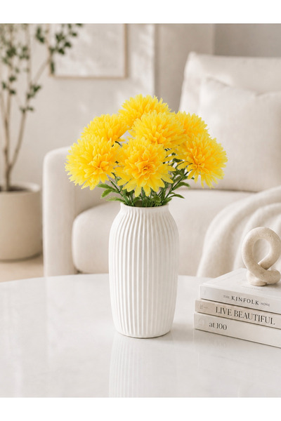 MD Aspiz Flowers Yapay Çiçek 7li Lüx Sarı kasımpatı Demeti 42 cm ( Saksısız )...
