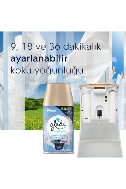Glade Otomatik Sprey + İpeksi Vanilya Yedek 269 Ml ve Temiz Çarşaf & İpeksi Vanilya Yedek Sprey Seti