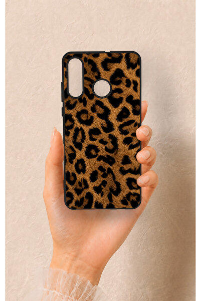 Vip Case Huawei P30 Lite Uyumlu Koyu Leopar Deri Desenli Silikon Kılıf