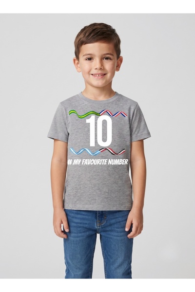 Babyqlo Grey Number 10 Football Fan Kids T-Shirt