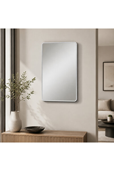 on home Aluminum Mirror with Silver Frame – 100 x 60 cm