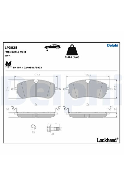 DELPHİ Set Placute Frana Frana Disc Jaguar E-Pace Land Rover Discovery Sport/...