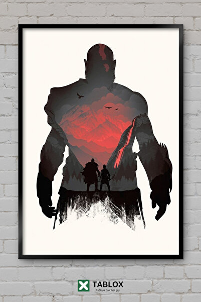 TABLOX Kratos God Of War Savaş Oyun Tablou decorativ din MDF cu ramă din lemn