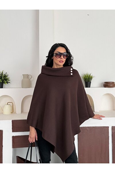Dark Lavish Kadın Şık Tasarımlı Kaşe görünümlü panço