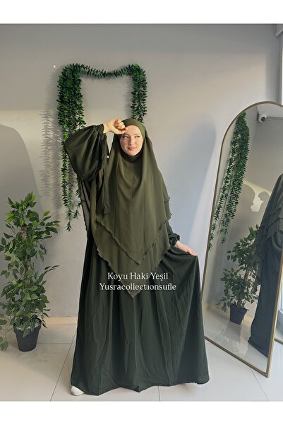 Yüsra Collection طقم فستان ليزا وسوفلي طويل مكون من قطعتين