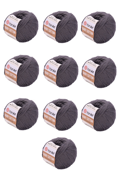 Yarnart Baby Cotton 10 Pieces Hand Knitting Yarn (454 Smoked) 50% Cotton 50% ...