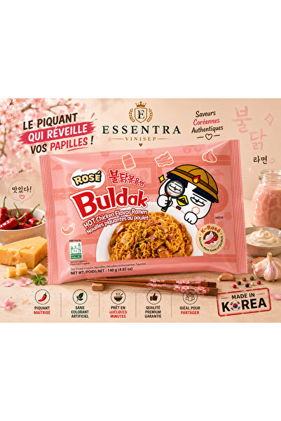 vinisep Buldak Rosé Hot Chicken Flavor Ramen ramen kore makarna -Helal Damgal...