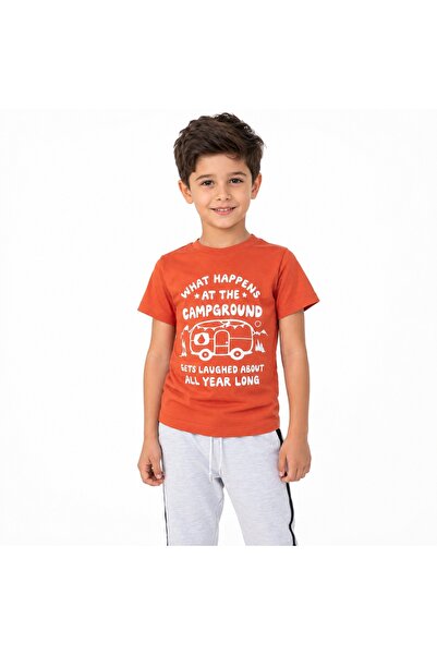 PALM PEANUTS Boys 2-Piece Casual T-Shirt & Jogger Pants Set – Orange Graphic ...
