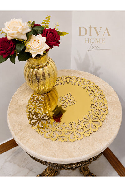 Diva Home 🎁   6 قطع من مفارش الأكواب كهدية |   زينة طاولة القهوة الذهبية الع...