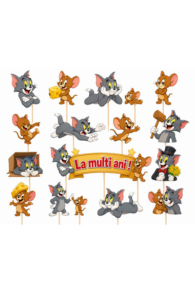 DecoParty Set de decorațiuni pentru tort – Tematică TOM ȘI JARY, 16 piese, Ca...