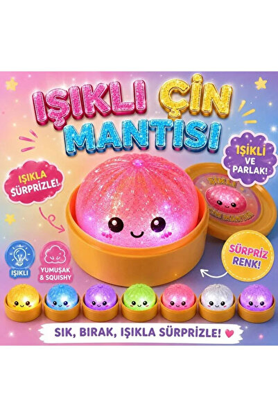 vattara Çin Mantısı Dumpling Işıklı Simli Büyük Boy Squishy Viral Sukuşi 1 Adet