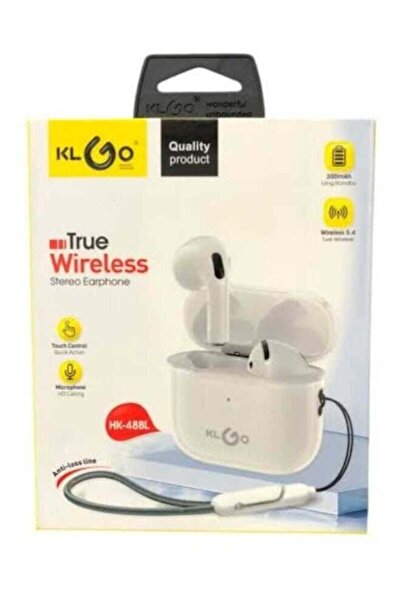 klgo HK-48BL Wireless Bluetooth In-Ear Earbuds with Charging Case, White