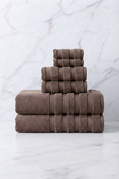 Seritaine 6-Piece Işıl Premium Towel Set - 2 Face Towels - 2 Hand Towels - 2 ...
