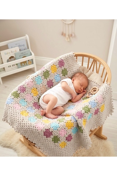 Arzu Demir 65x65 cm El Örgüsü Bebek Battaniyesi - Alize Gold Cotton Baby - Gr...