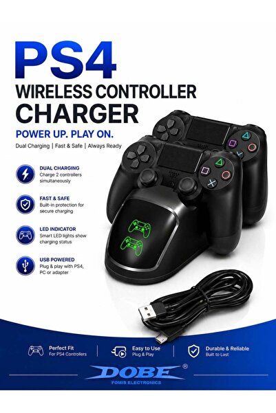 Dobe محطة شحن مزدوجة لوحدة تحكم PS4 اللاسلكية مع مؤشر LED للشحن، حامل شحن USB...
