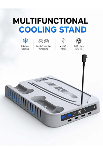 Dobe Multifunctional Cooling Stand with Dual Controller Charging Dock, 4 USB ...