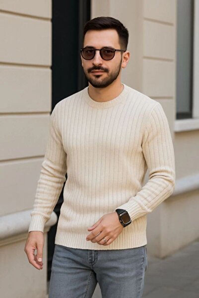 Mariposa Secret Men's Crew Neck Knitwear Sweater Cotton Thick Ribbed Woven Re...