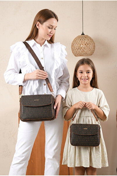 Just Polo Patterned Postman Shoulder Bag and Children's Shoulder Bag Mother D...