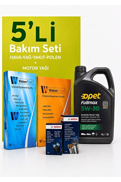 Bosch -Waben Peugeot 301 1.6 Dizel Filtre Bakım Seti-Opet 5w30 4 LT (2012-201...
