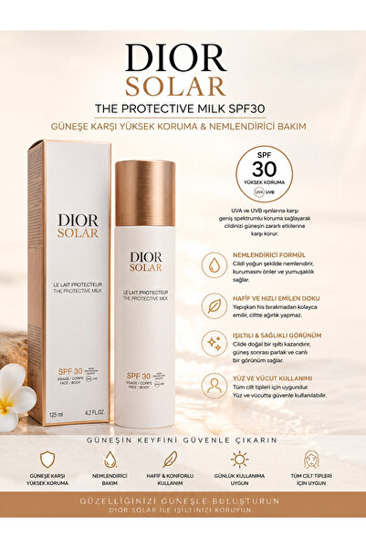 Dior Solar SPF30 Güneş Koruyucu Süt – Yüz ve Vücut İçin Güneşe Karşı Koruyucu...