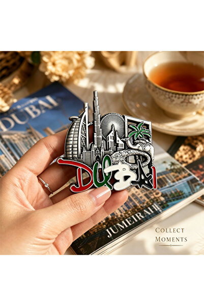 NUJET Dubai city landmark stereo metal refrigerator multicolor retro relief m...