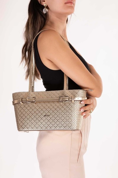 Gondol Women's Daily Hand and Shoulder Bag Ald.4586 Gold