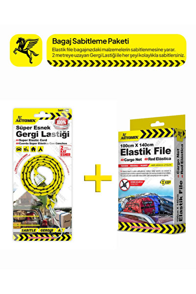 Automix Çok Amaçlı Yük Sabitleme Seti - Metal Kancalı Esnek File + 2 Metreye ...