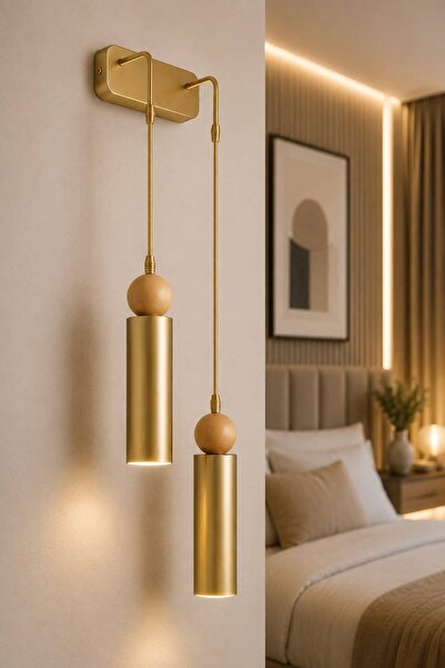 VENON Alkan 2-Piece Applique with Antiqued Wood Detail | |   2 Lamps Wooden B...