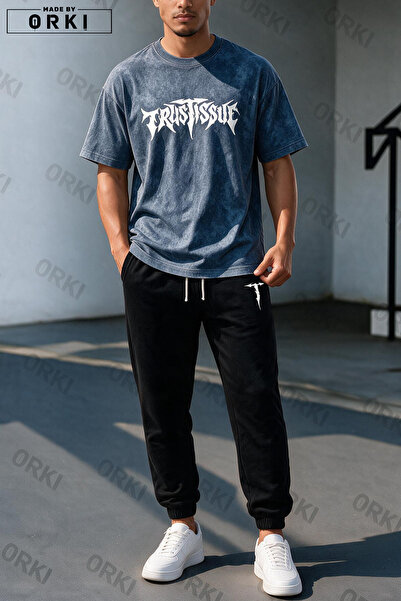 EFFRENATU Trust Problem Printed Oversized Unisex T-Shirt Jogger Sweatpants Set