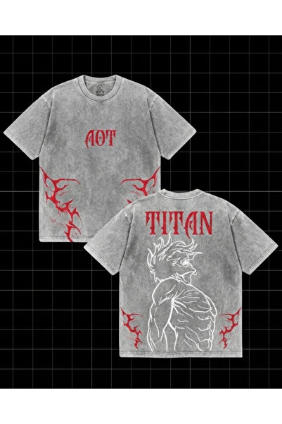 Toum Anime Attack on Titan Printed Washable Vintage Unisex Oversize T-Shirt