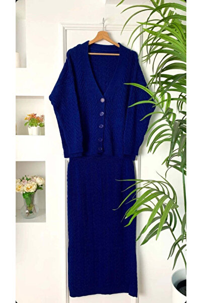 müqofficial Knitted Knitwear Skirt Set - Blue
