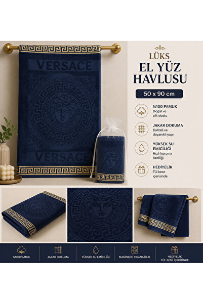 Zvezda Home Lüks Jakarlı Hediyelik El Yüz Havlusu 50x90 cm %100 Pamuk