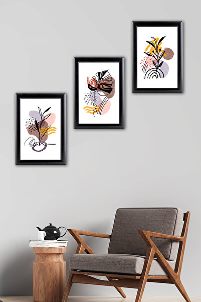 Tilki Dünyası 3-Piece A4 Black Frame Set Bohemian - Decorative Black Aluminum...
