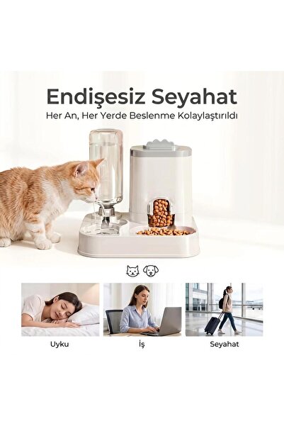 ORVİCA Kedi & Köpek Mama ve Su Kabı Çift Hazneli Kaymaz Su Yem Dağıtıcı Evcil Hayvanlar İçin Besleme Seti