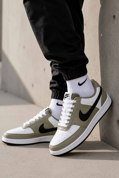 Nike Court Vision Low Men's Sneaker Daily Sports Shoes White Khaki Black Comf...