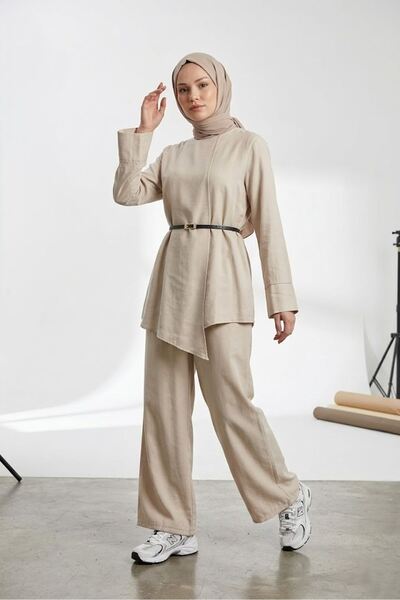 Generic Brand Ön Aller Detailed Trouser Suit-Stone
