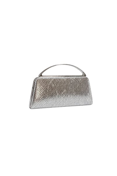 Sose Moda Elegant Evening Dress Bag with Sparkling Metal Handle - Silver