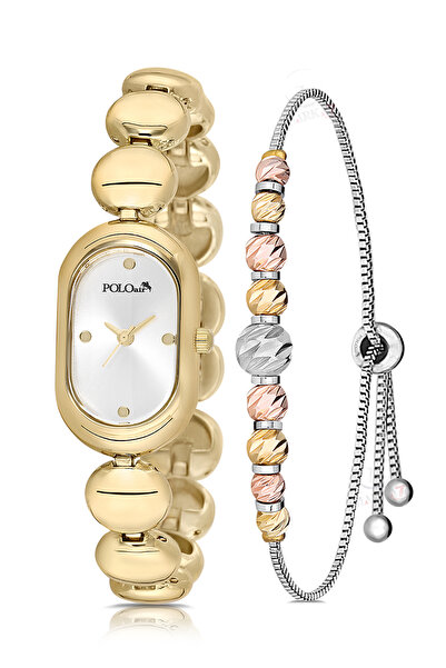 Poloair Oval Kasa Kadın Kol Saati Ve Dorika Bileklik Kombin Gold Renk PL-1596B1