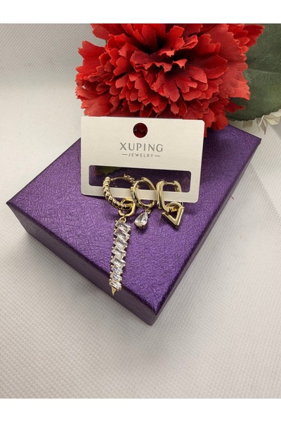 XUPING JEWELRY أقراط من الفولاذ المقاوم للصدأ مرصعة بحجر الزركون