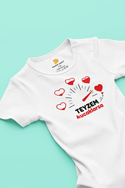 Pamuk Saray 100% Organic Cotton Baby Bodysuit, Auntie Hugs Me Printed Baby Bo...