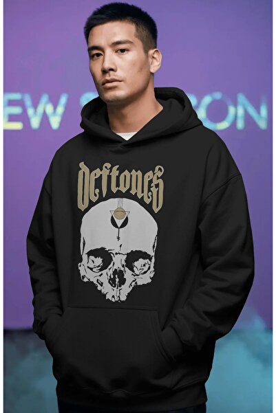SEVBANO Hanorac premium supradimensionat unisex cu imprimeu frontal Deftones ...